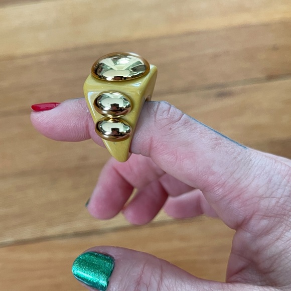 La Manso chunky yellow and gold dome ring size 6 - Picture 11 of 16